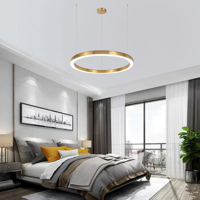 Alonza Moderne Ring Metalen Hanglamp, Woonk/Eetk/Slaapkamer, Goud