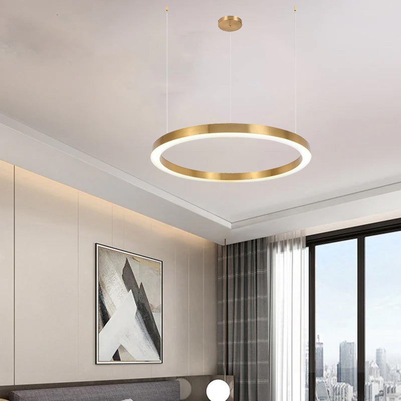 Alonza Moderne Ring Metalen Hanglamp, Woonk/Eetk/Slaapkamer, Goud