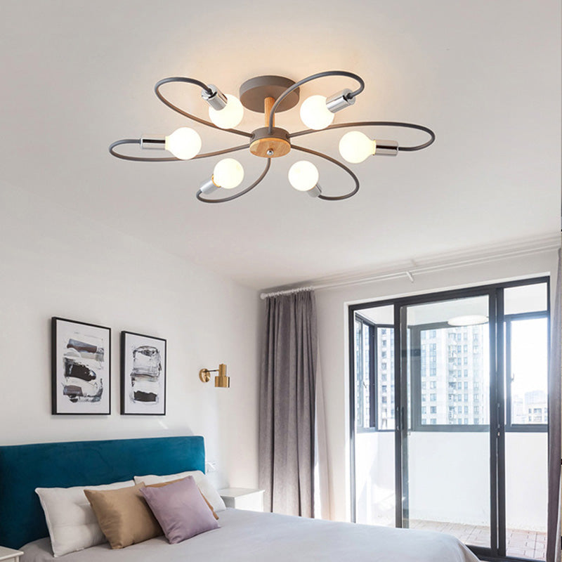 Lacey Nordic Plafondlampen Glas Grijs Wit Metaal Slaapkamer Woonkamer
