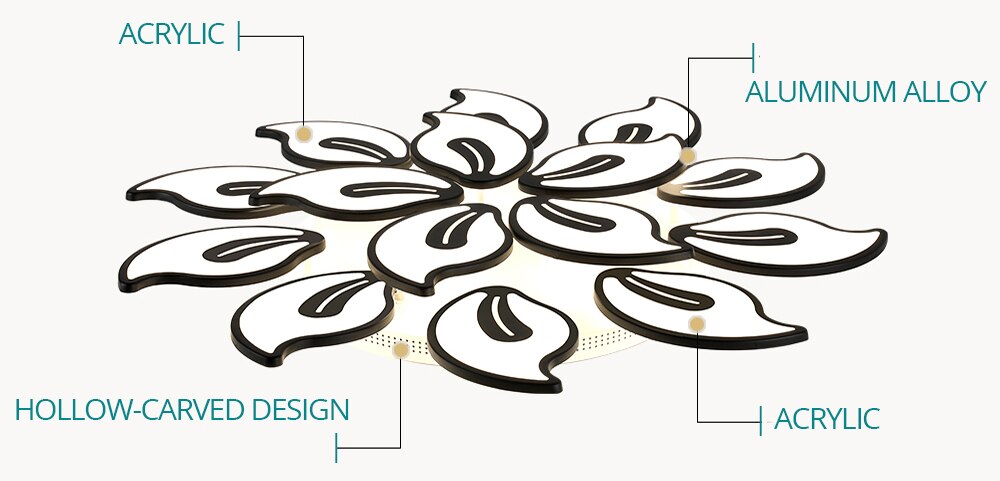 Hana Design Bloemvorm LED Plafondlamp Metaal/Acryl Wit/Zwart Woon/Slaapkamer