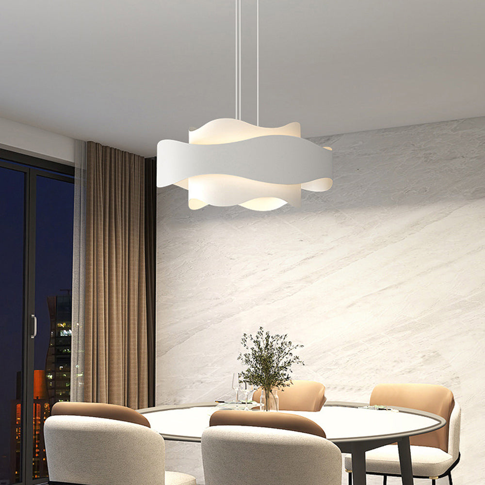 Carina Art Deco Bloemvorm Metalen Hanglamp, Wit, Woonk/Eetk/ Slaapkamer