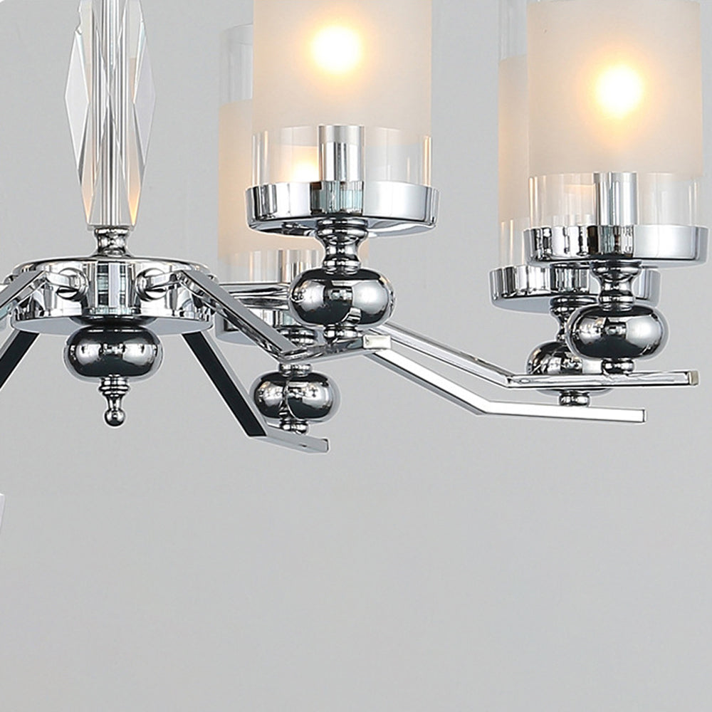 Valerio Retro Design Hanglamp/wandlamp Zilveren Metaal/Glazen Woonkamer