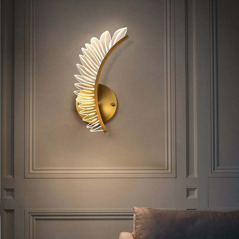 Kristy Moderne Wandlamp Metaal/Acryl Gouden Vleugels Design Sconce Voor Slaap/Woonkamer
