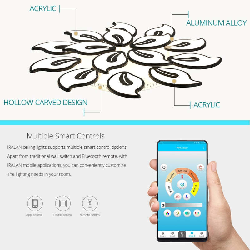 Hana Design Bloemvorm LED Plafondlamp Metaal/Acryl Wit/Zwart Woon/Slaapkamer