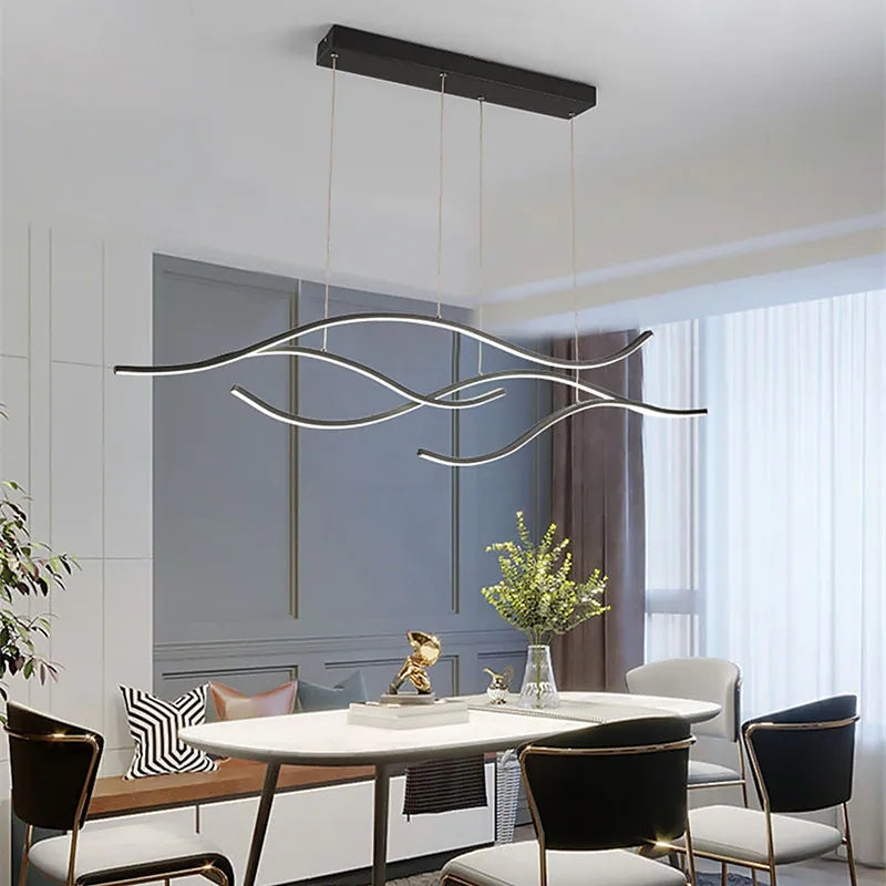 Louise Modern Golflijn LED Hanglamp Metaal Zwart/Goud Restaurant/Kantoor