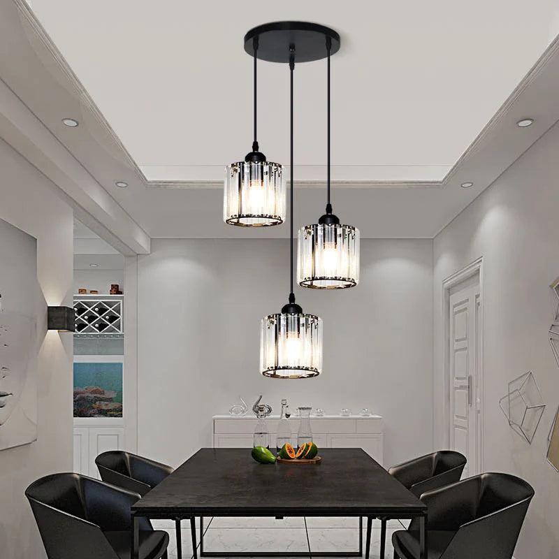 Herbert Moderne Cluster Cilinder Hanglampen Zwart Goud Glas Eetkamer