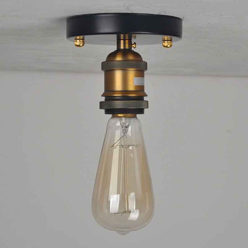 Valerio Retro Industrial Flush Mount Ceiling Light, Metal
