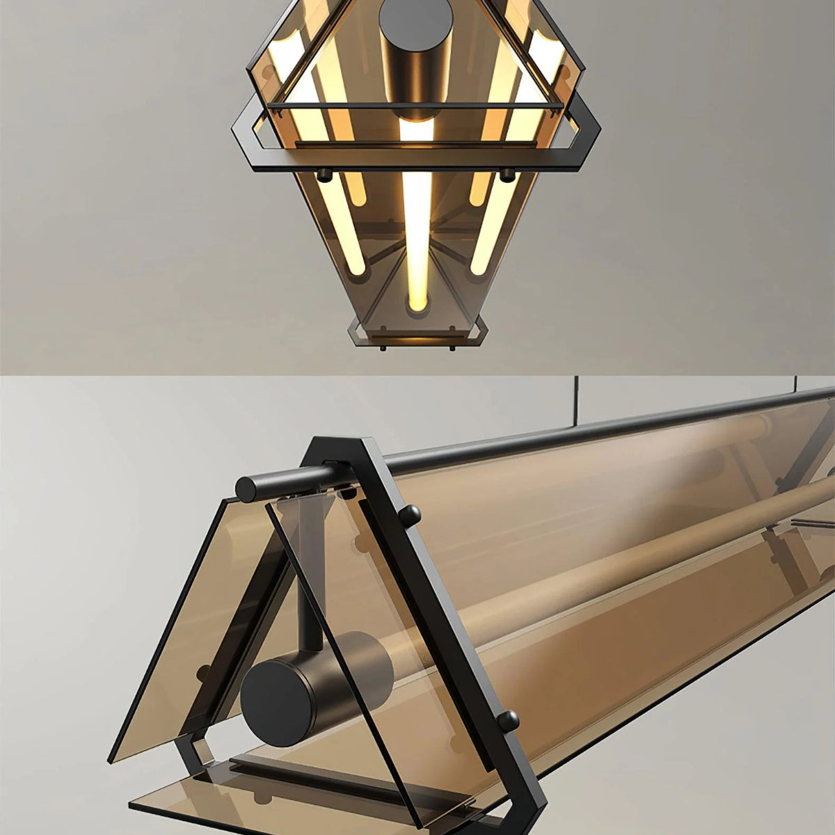 Edge Industriële Driehoek Hanglampen Goud Metaal/Glas
