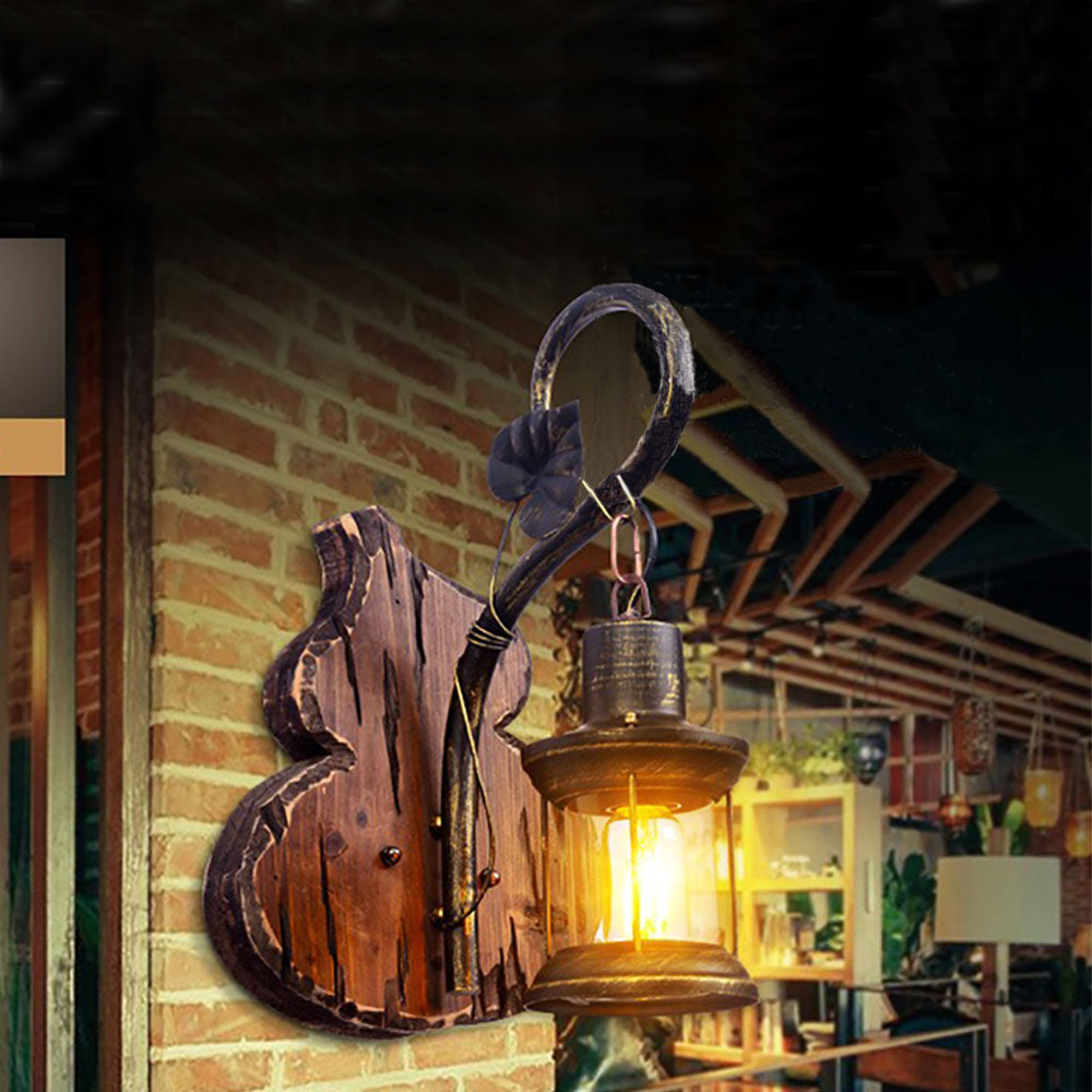 Carina Cucurbits/Kaars Vintage Wandlamp, Hout/Metaal, Woonk/Eetk/ Slaapkamer