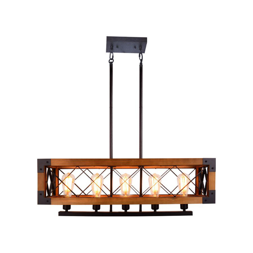Solomon Industriele LED Hanglamp Metaal Hout Woonkamer Eetkamer
