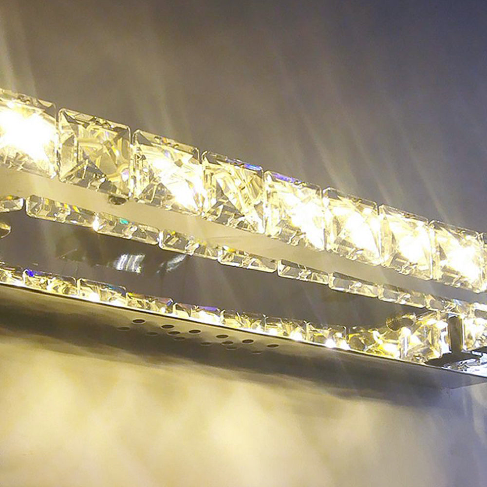 Kristy Rechthoekig LED Wandlamp Kristal Metaal Badkamer Slaapkamer