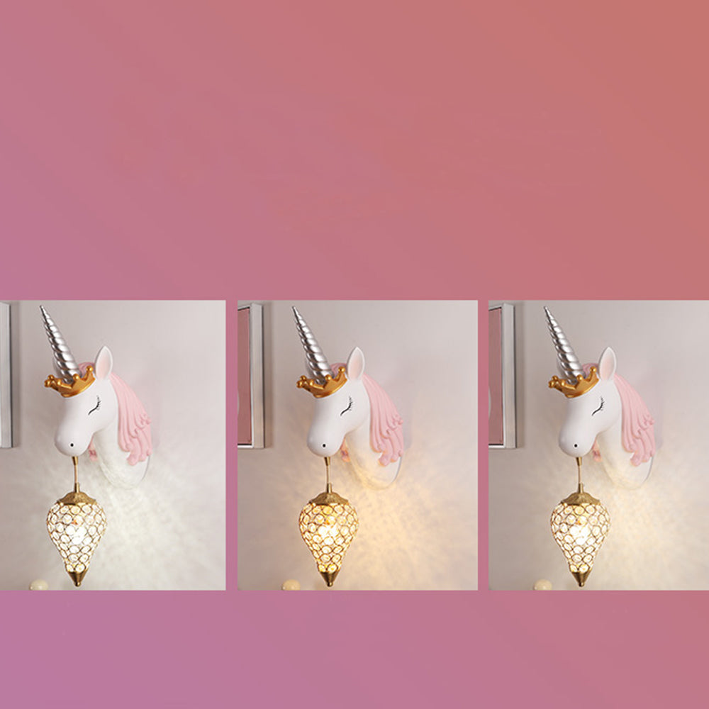 Minori Design Eenhoorn LED Wandlamp Hars Wit/Goud Slaap/Kinder/Woon/Eetkamer