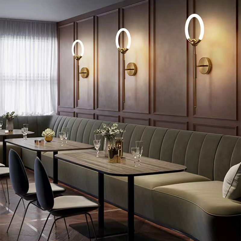 Alonza Moderne Ring Wastafel Wandlamp, Zwart/Goud, Eetk/Badkamer