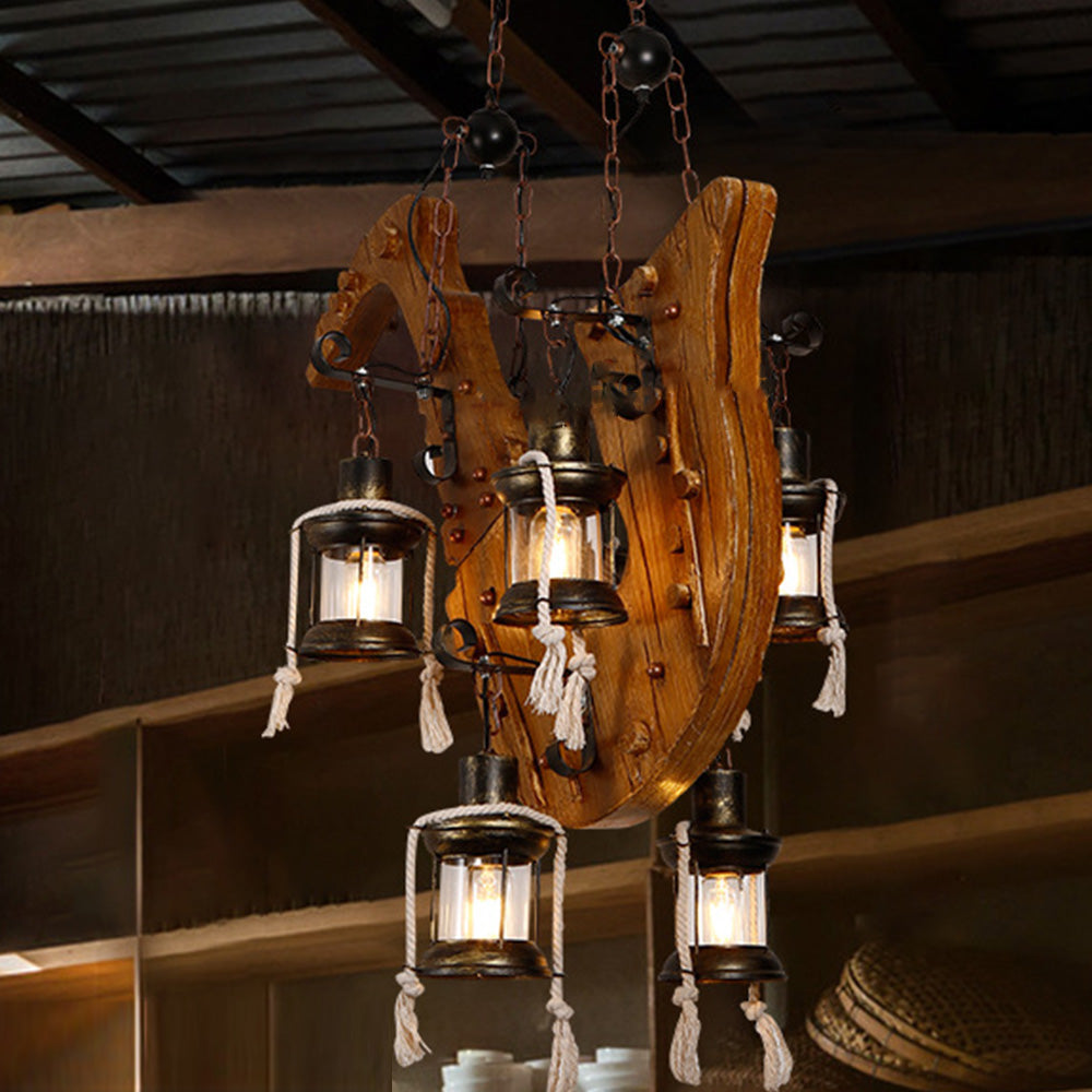 Brio Retro Saxophone Metal/Wood Pendant Light, Walnut