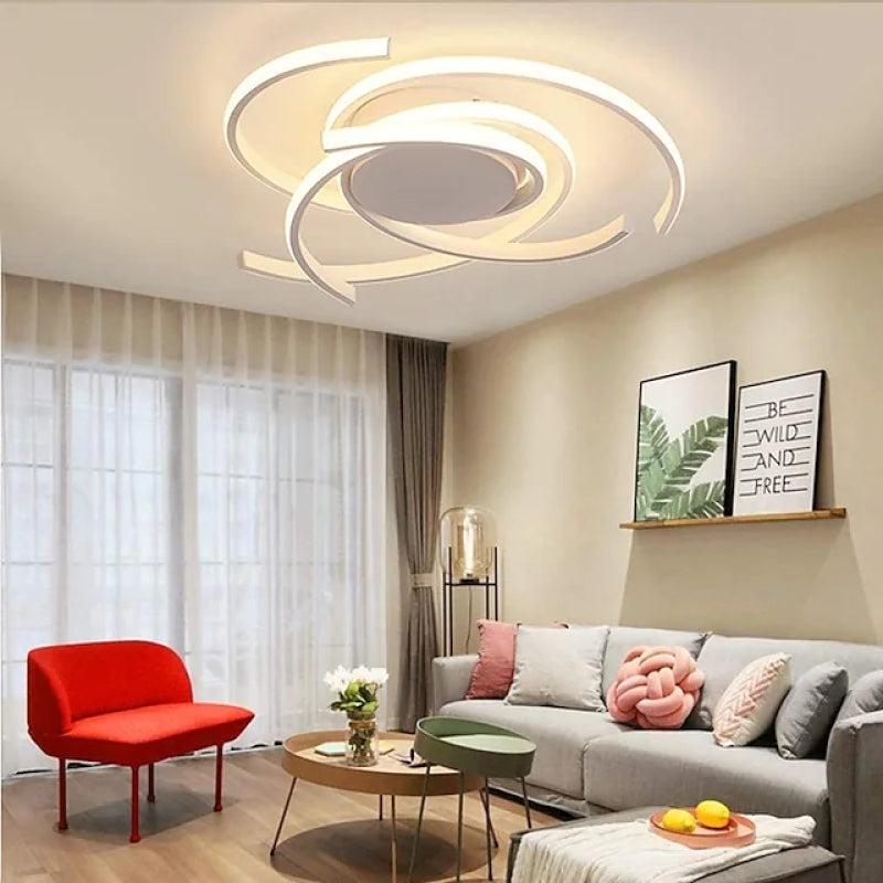 Lacey Ronde LED Plafondlampen Wit Zwart Silica Gel Metaal Woonkamer