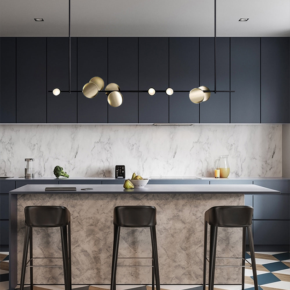 Elio Minimalistische Design Lineaire Metalen Hanglamp, Zwart, Woonk/Eetkamer
