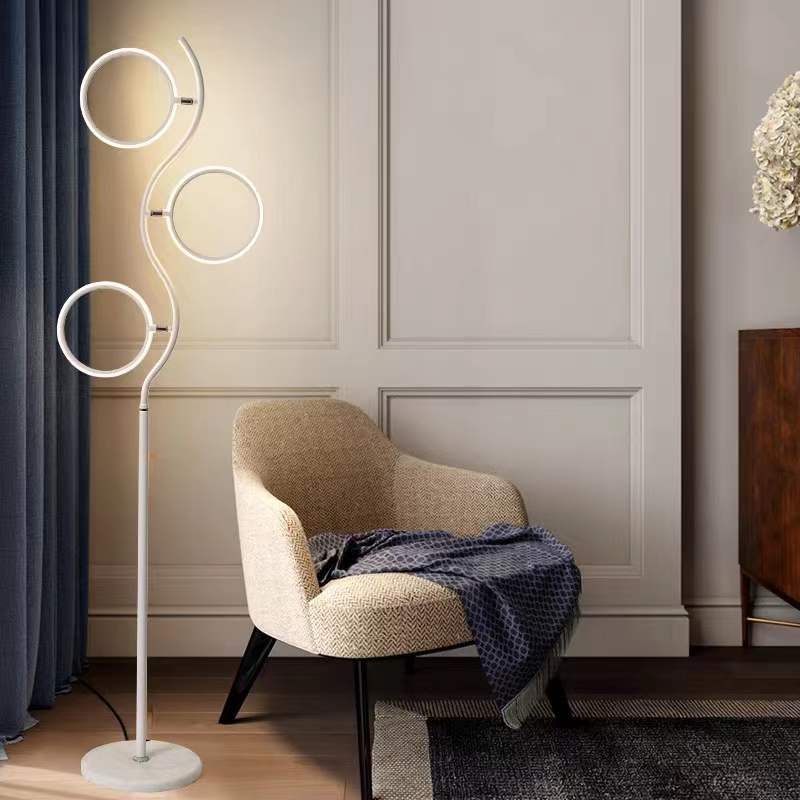 Louise Ronde LED Vloerlamp Zwart Wit Metaal Acryl Eetkamer Woonkamer