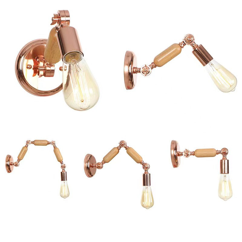 Valerio Wall Lamp Bulb Wooden Adjustable Makeup Gold, Living Room