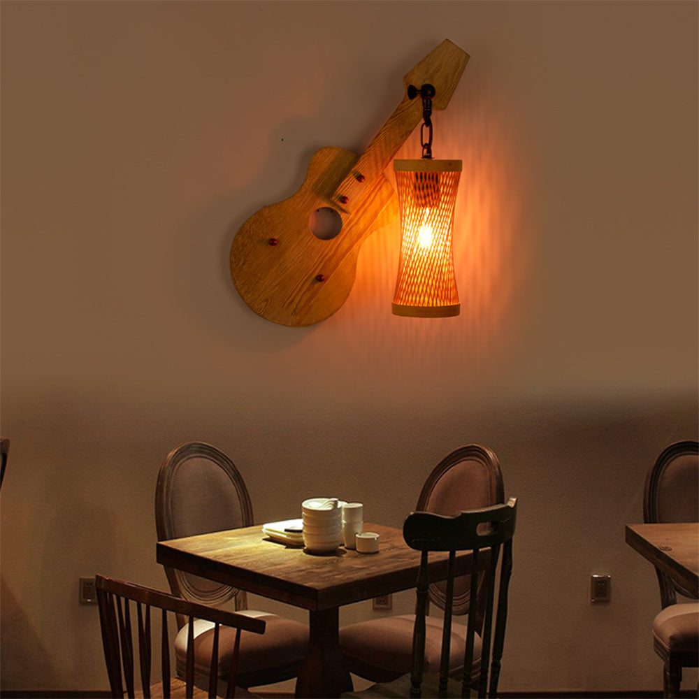 Valerio Wall Lamp American Vintage Guitar Decorative Wood/Metal