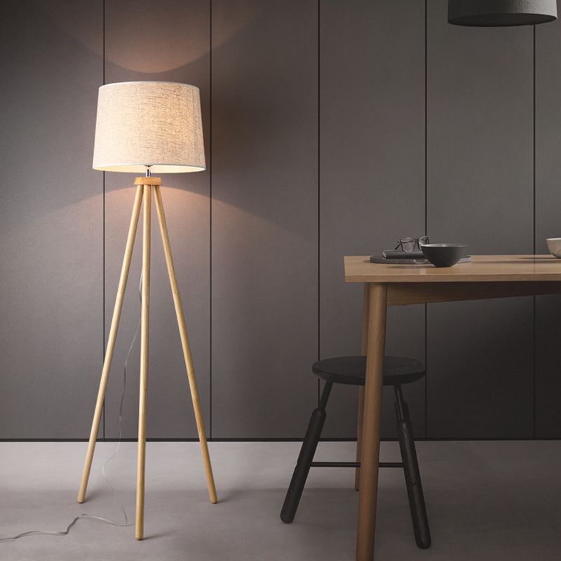 Muto Modern Design LED Vloerlampen Beige Wit Hout Stof Slaapkamer