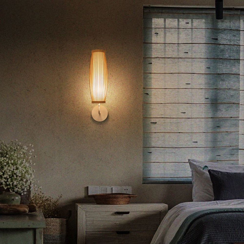 Muto Modern Design LED Wandlamp Bruin Bamboe Metaal Slaapkamer
