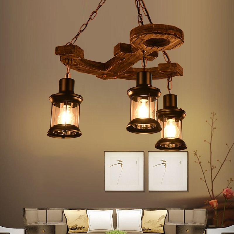 Brio Retro Design Hanglamp Kroonluchter Van Hout/Metaal