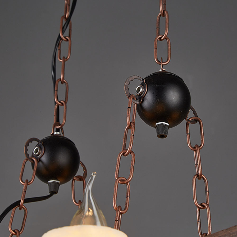 Brio Retro Rectangular Metal/Wood Pendant Light, Walnut