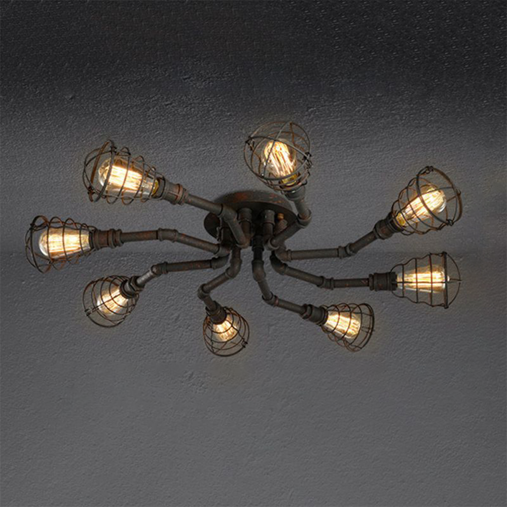 Cedric Industriele LED Plafondlamp Zwart/Messing Metaal Woon/Slaapkamer
