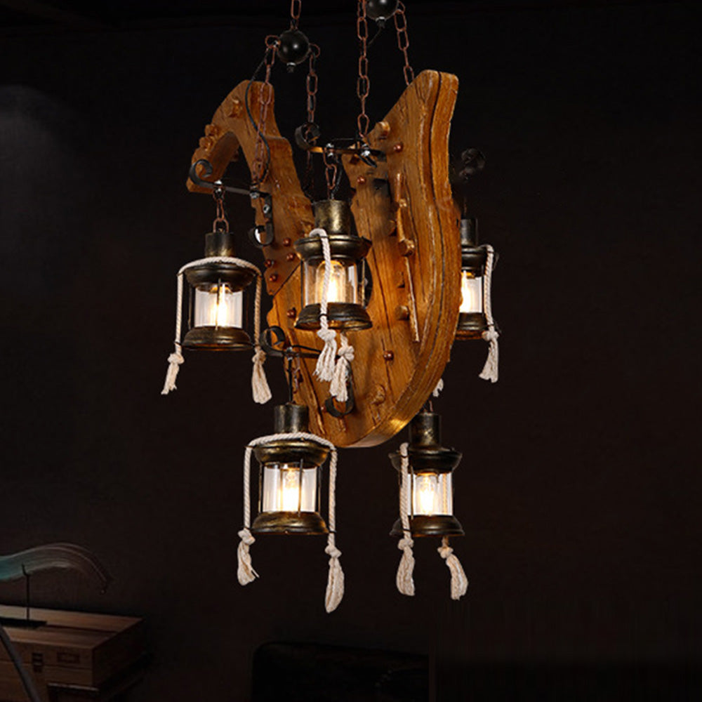 Brio Retro Saxophone Metal/Wood Pendant Light, Walnut