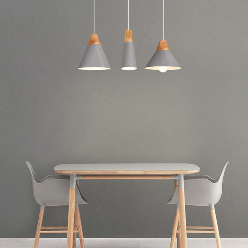 Morandi Moderne LED Hanglampen Geel Grijs Groen Metaal Hout Woonkamer