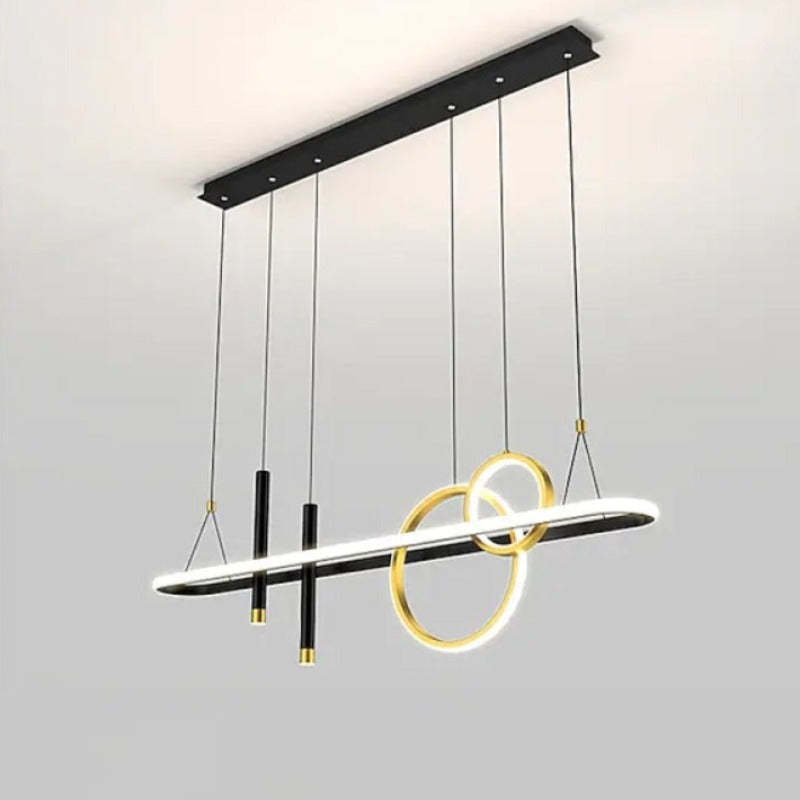 Madina Ronde LED Hanglampen Zwart Goud Metaal Silica Gel Eetkamer