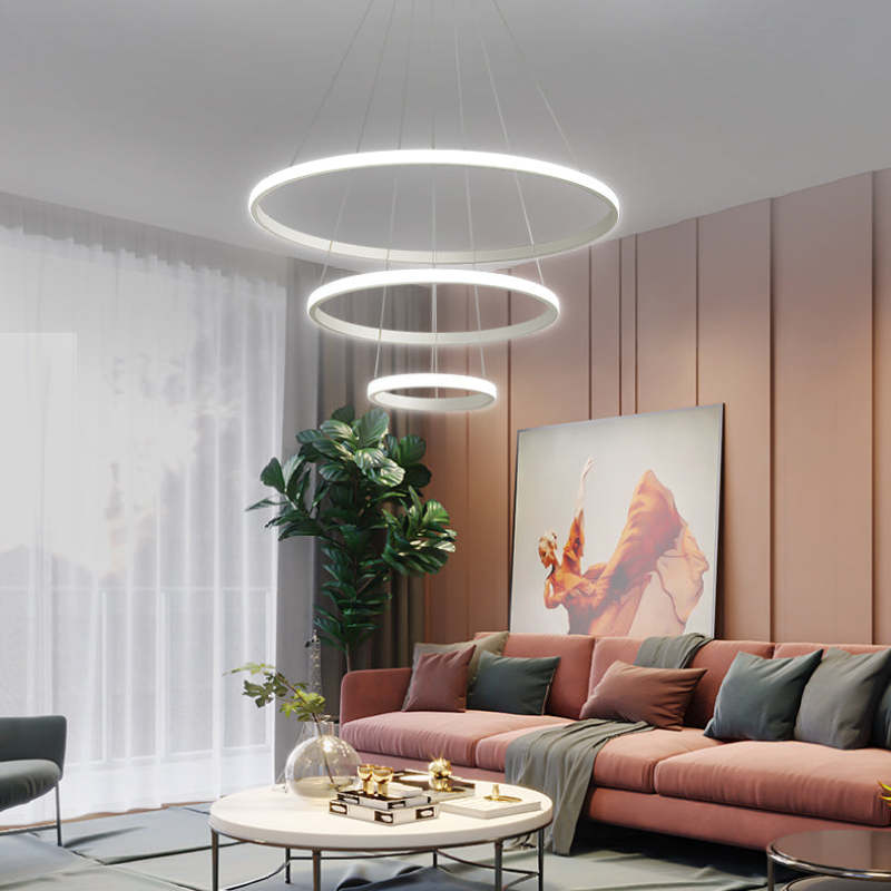 Alonza Moderne LED Hanglampen Wit Buitenste Verlicht 2/3/4 Ringen