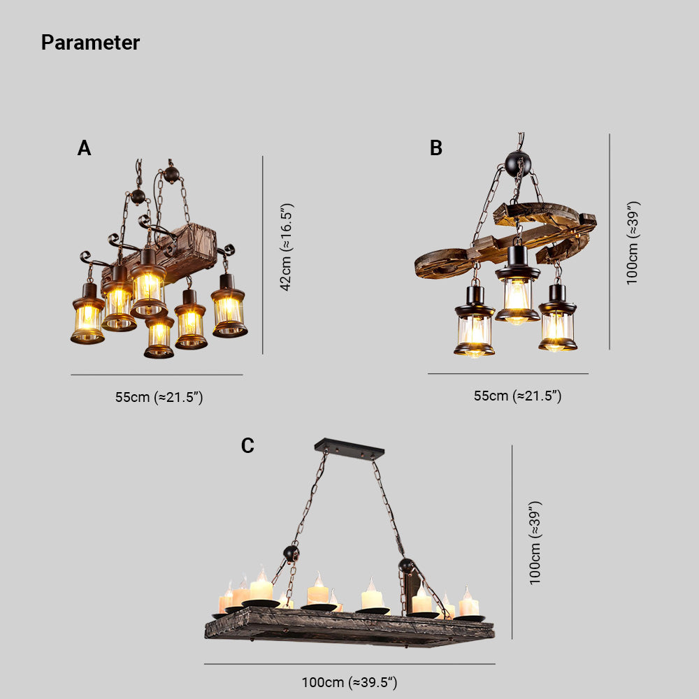 Brio Retro Design Hanglamp Kroonluchter Van Hout/Metaal
