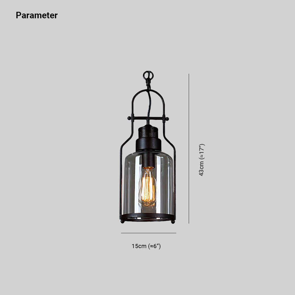 Brio Industrieel LED Hanglamp Zwart/Roest Metaal/Glas Binnen