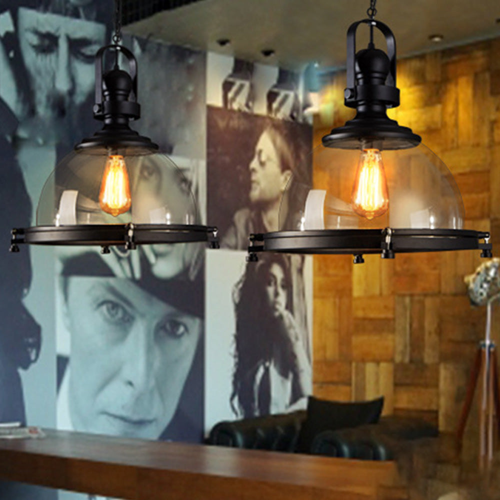 Julian Design Retro Ronde LED Hanglampen Zwart Glas Metaal Eetkamer