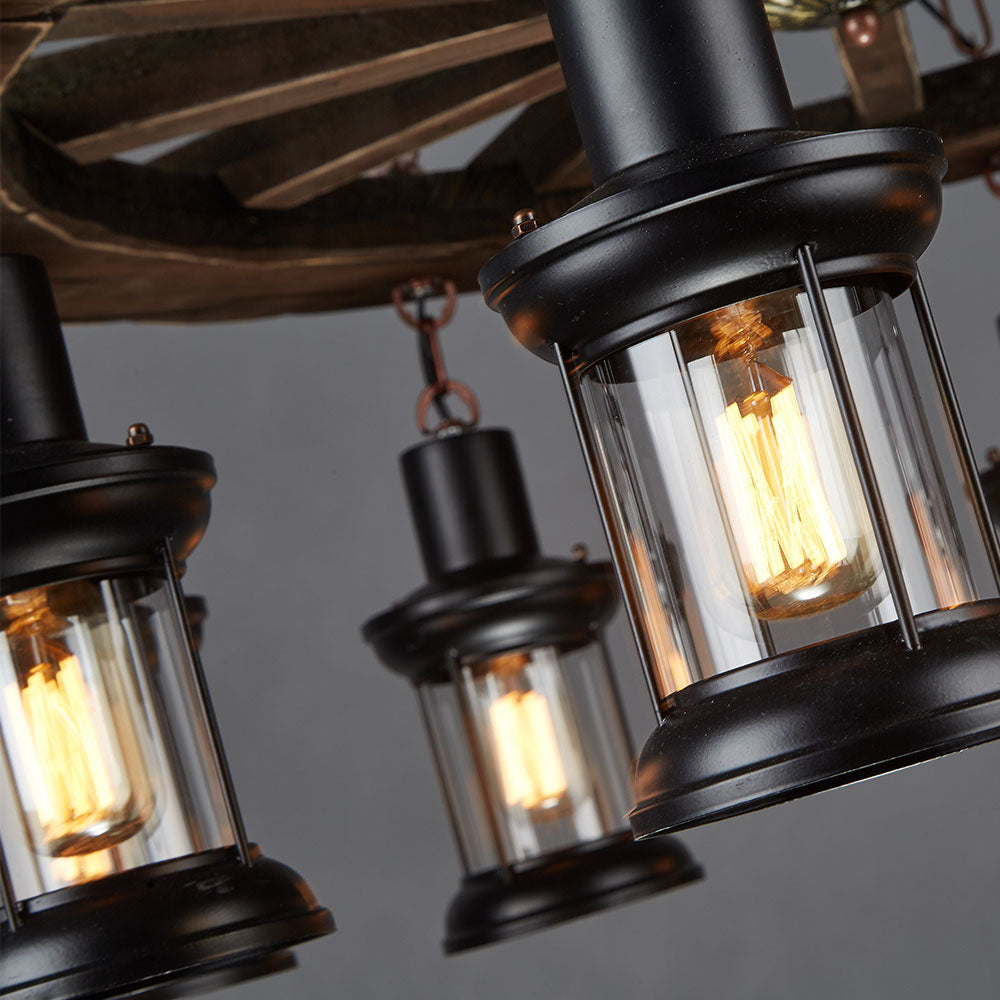 Brio Vintage Walnoot Hanglamp, Metalen/Houten Woonk/Eetk/ Slaapkamer
