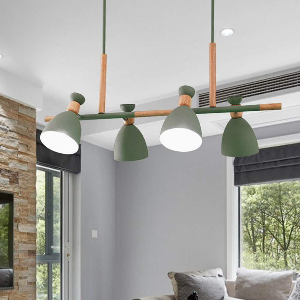 Morandi Design Houtnerf LED Hanglamp Groen/Grijs Slaapkamer