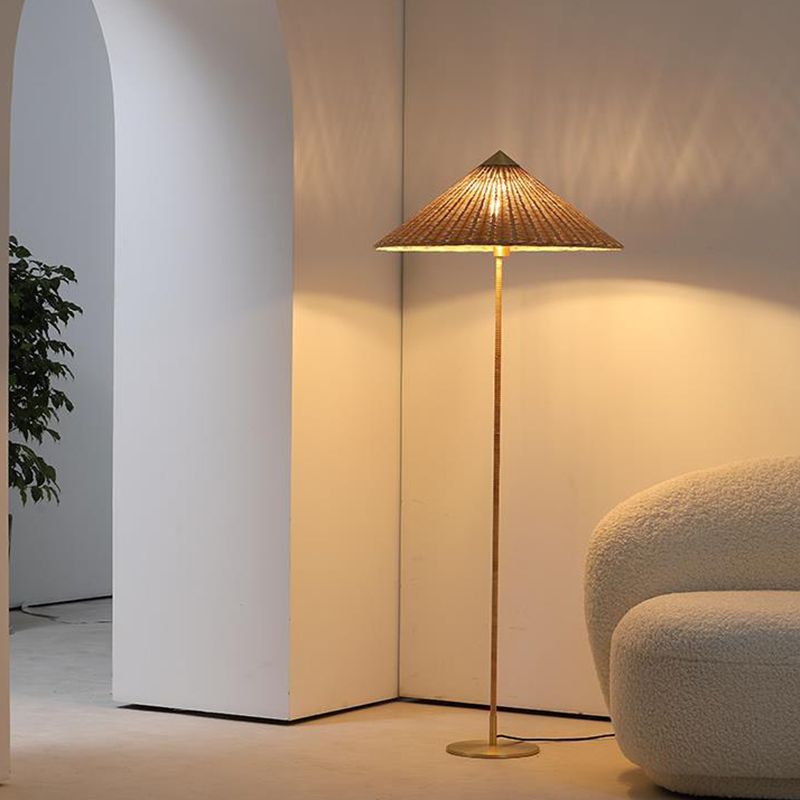 Muto Moderne Design LED Metalen Rotan Vloerlamp Metaal/Stof Slaapkamer
