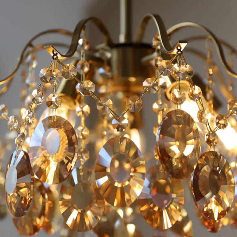 Marilyn Retro Kristal Kroonluchters Amber Glas Metaal Woonkamer