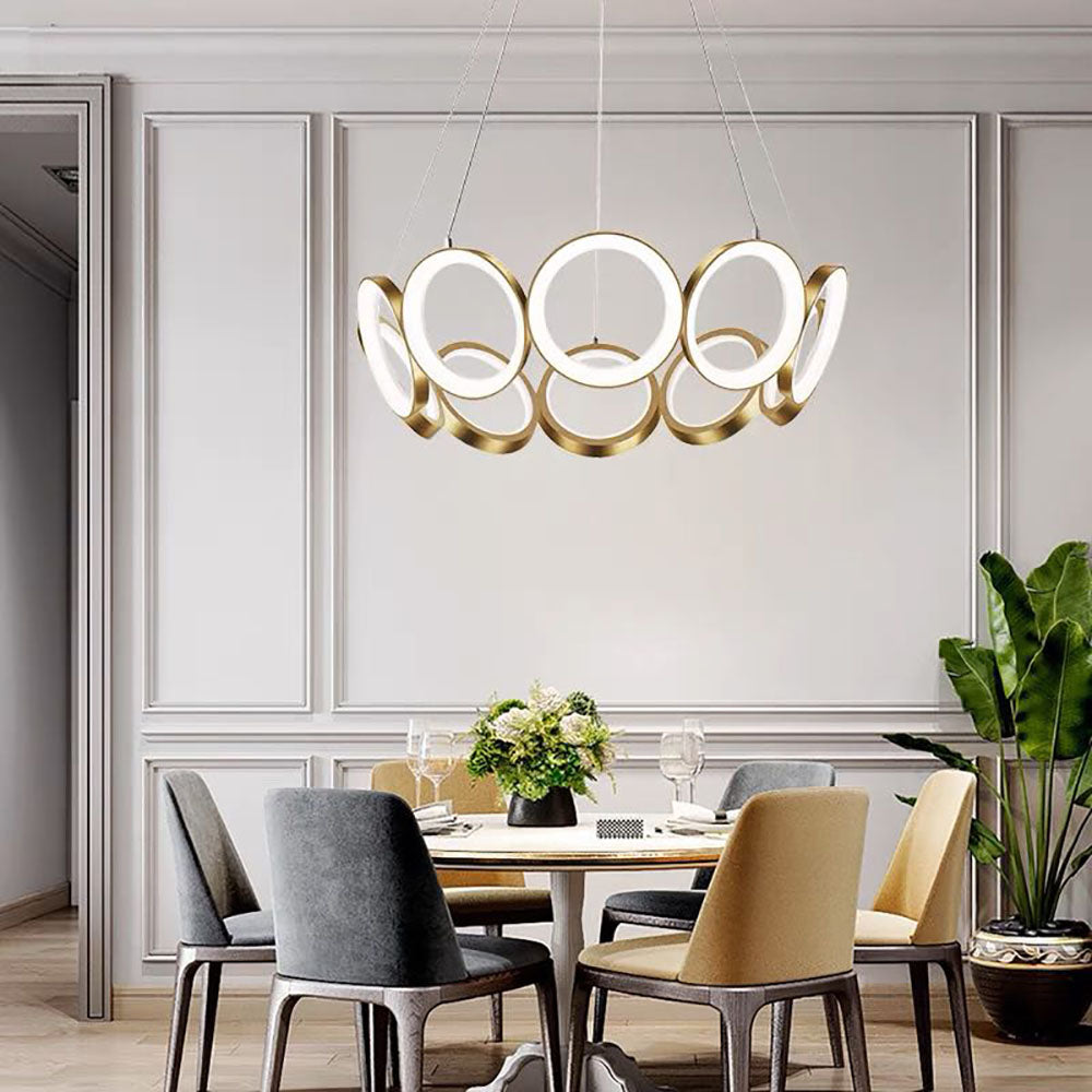 Alonza Luxury Ring Metal Pendant Light, Gold