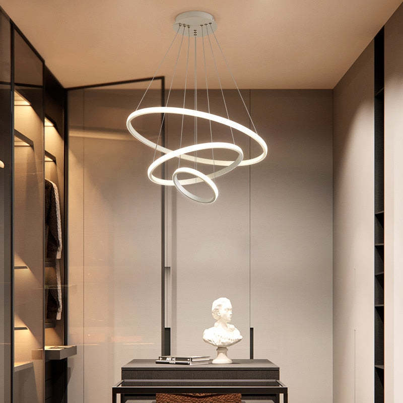Alonza Moderne LED Hanglampen Wit Buitenste Verlicht 2/3/4 Ringen