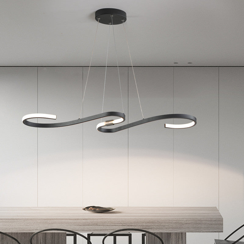 Louise Gebogen LED Hanglampen Wit Zwart Metaal Silicagel Eetkamer