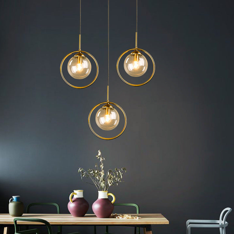 Hailie Moderne LED Ronde Hanglamp Metaal/Glas Transparent/Grijs/Cognac Slaap/Woon/Eetkamer