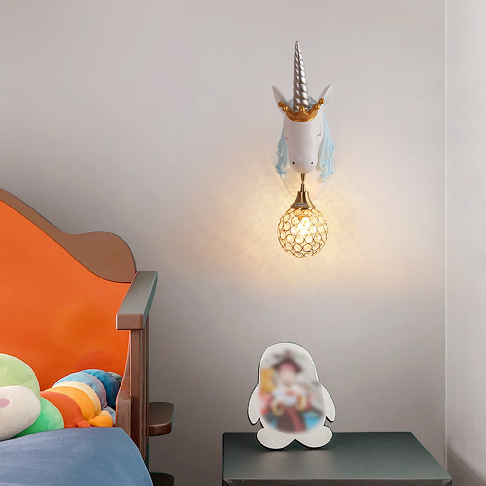 Minori Design Eenhoorn LED Wandlamp Hars Wit/Goud Slaap/Kinder/Woon/Eetkamer