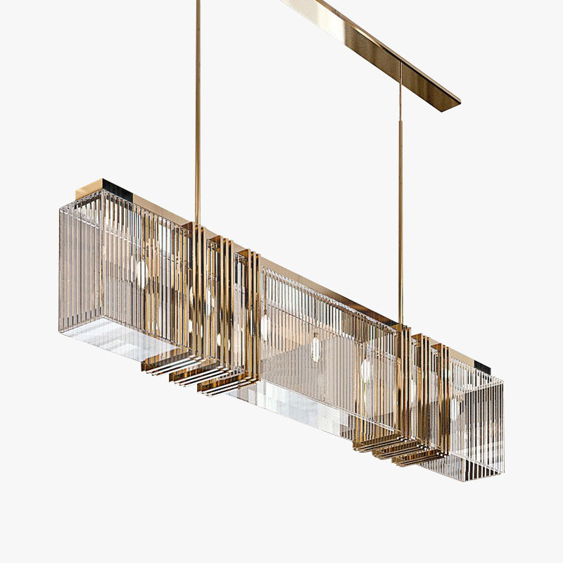 Kajetan Design Rechthoekig LED Hanglamp Goud/Transparant Metaal/Acryl Woonkamer/Slaapkamer