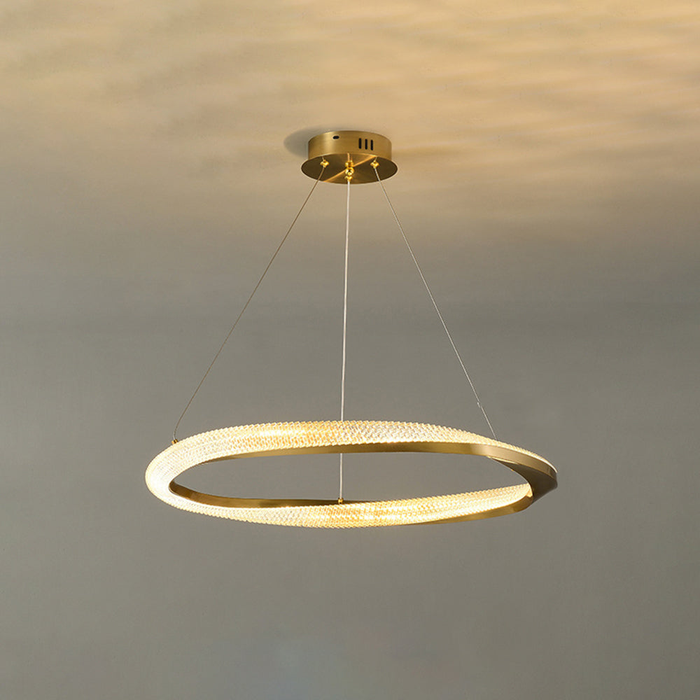 Alonza Minimalist Ring Spiral Shape Metal Pendant Light,Gold