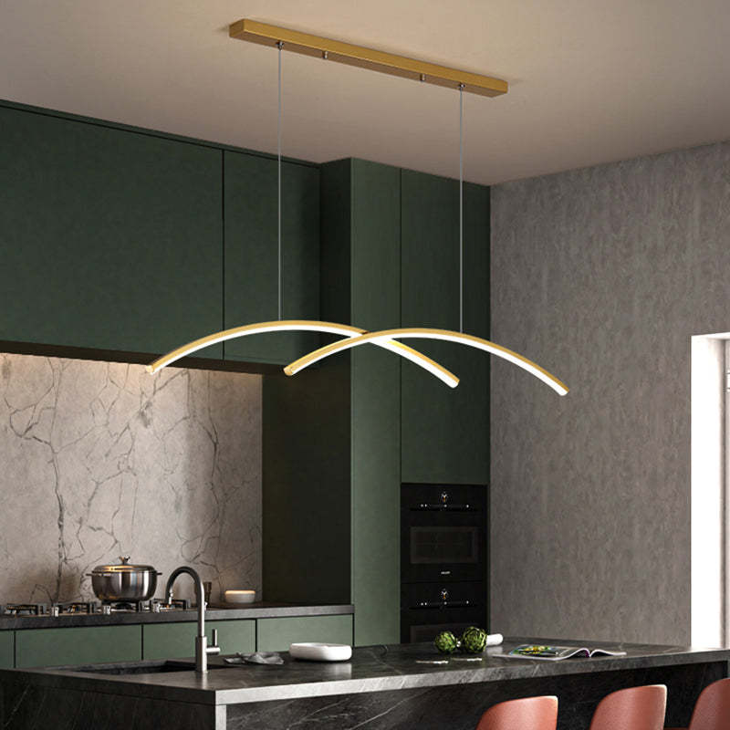 Louise Moderne Dubbel Curve Hanglampen Zwart Goud Metaal Eetkamer