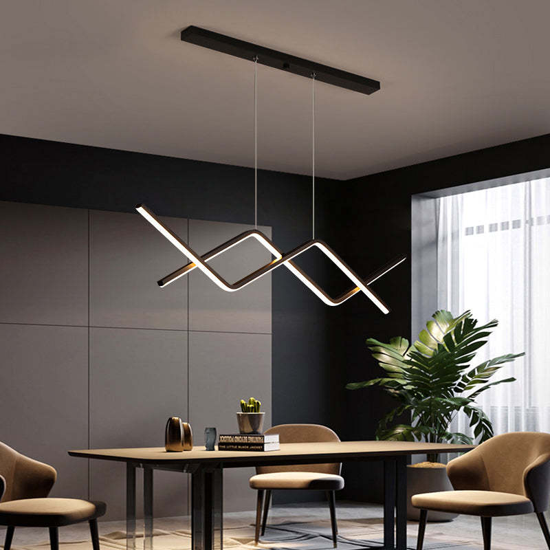 Louise Moderne Dubbel Curve Hanglampen Zwart Goud Metaal Eetkamer