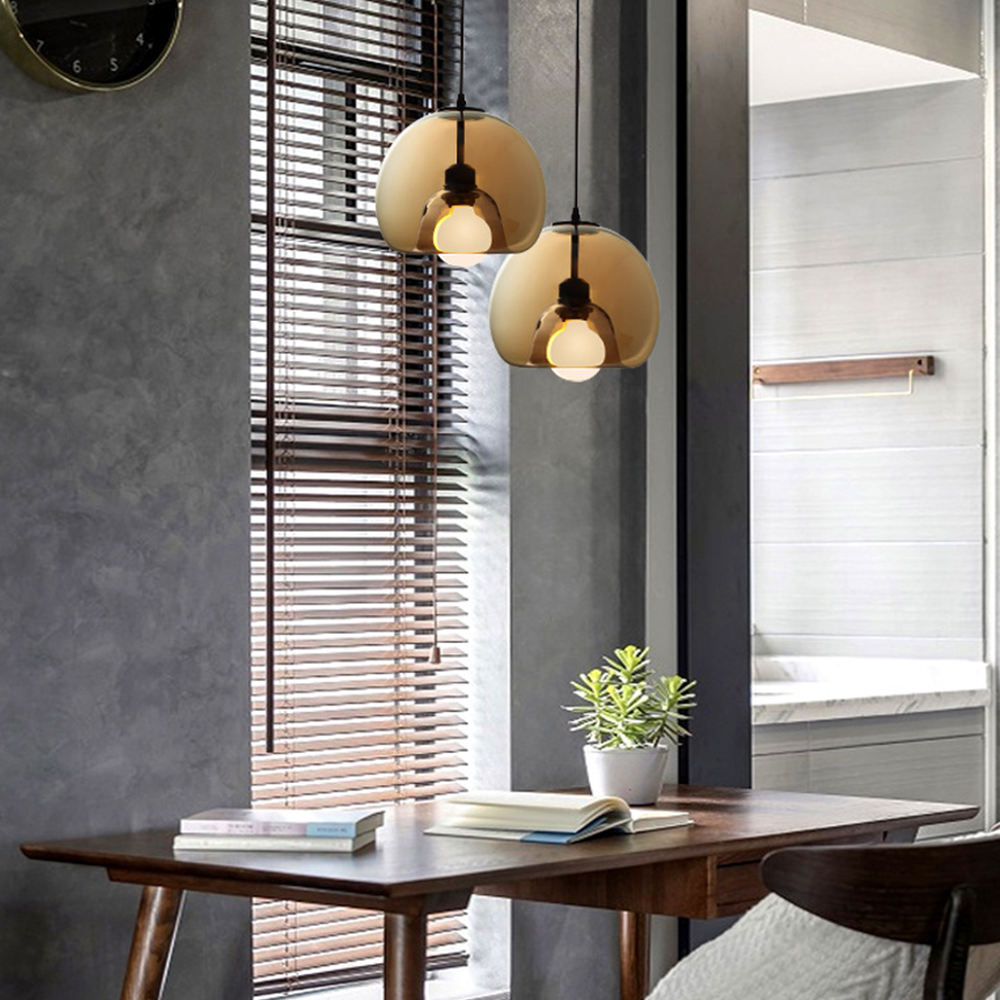 Hailie Moderne LED Hanglampen Rookgrijs Metaal Glas Eetkamer