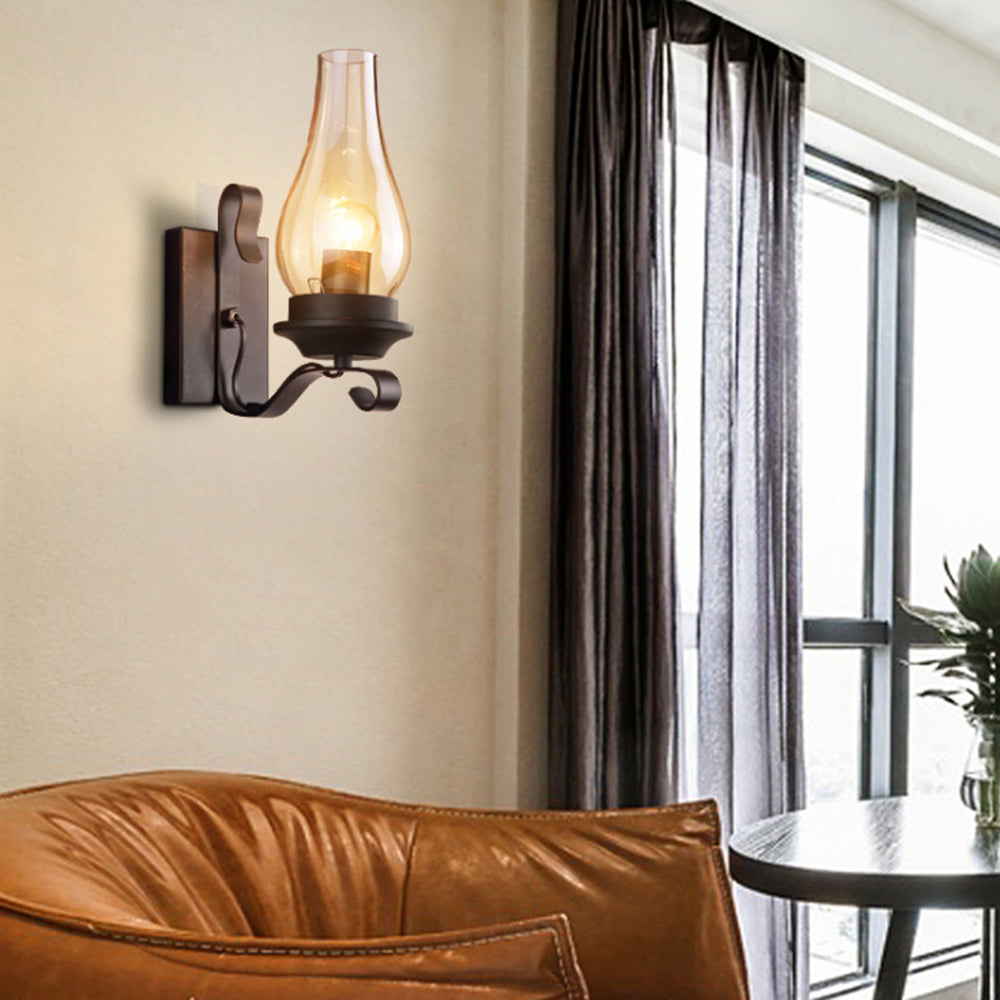 Valerio Vintage Design Kaars Wandlamp Hout Metalen Woon/Slaapkamer
